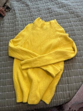 Halogen Bright Yellow Ribbed Mock Neck Sweater